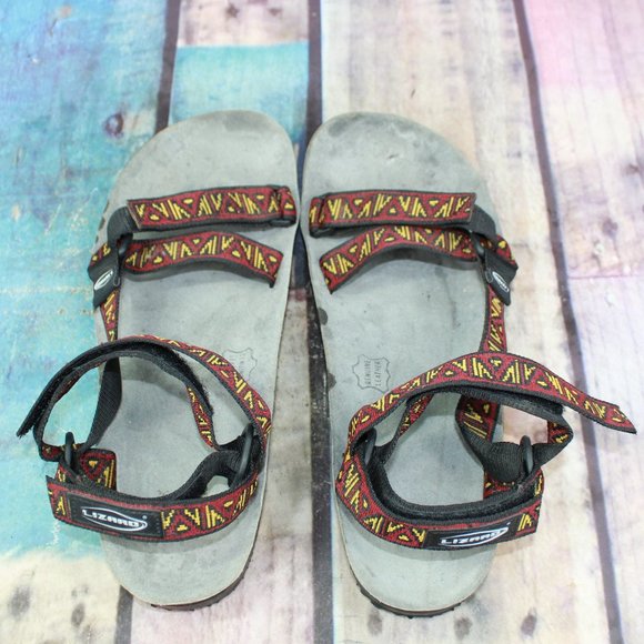 Lizard Red Black Printed Ankle Strap Athletic Hiking Sandals Size 46 US 12 - Picture 6 of 9